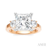 1/2 Ctw Tri-Mount Princess Shape Round Cut Diamond Semi-Mount Engagement Ring in 14K Rose and White Gold